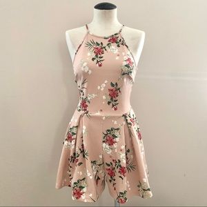 Windsor Backless Halter Floral Romper Dress